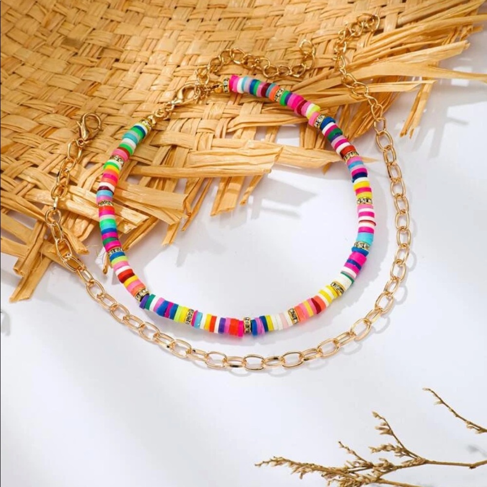 Freya •  2Pc. Bead + Chain Anklet Set - Picture 2 of 5